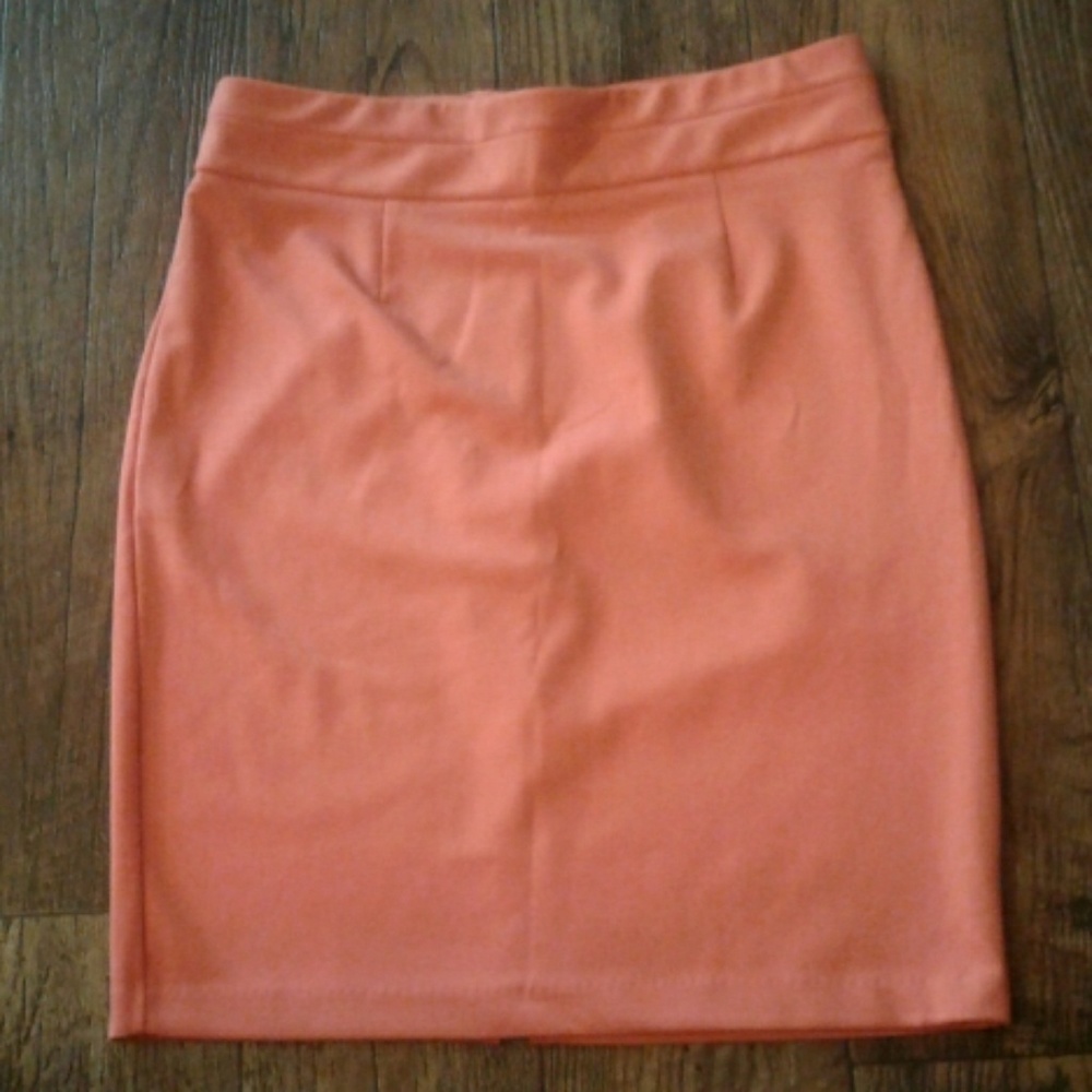 Peach pencil skirt